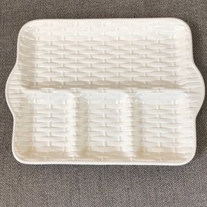 Vintage basket weave “texture” ceramic divided platter/tray by Whittier Pottery